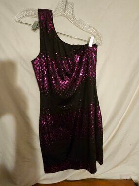 Purple Sequin One-Shoulder Dress